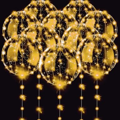 Lot de 10 ballons lumineux à LED, ballons Bobo pour la Saint-Valentin avec chaîne lumineuse à LED, ballons Bobo pour la Saint-Valentin avec 3 m ballons lumineux lumineux Bobo ballons à hélium