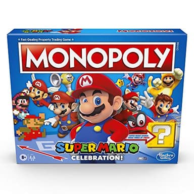 Monopoly Super Mario Celebration Edition Jeu de société pour Les Fans de Super Mario à partir de 8 Ans avec Effets sonores de Jeu vidéo, Multicolore