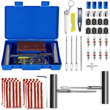 USHOP 66 Kit de Réparation de Pneu,Kit de réparation de pneu plat,Outils de Réparation de Pneus Lourds et Kit,pour Voitures,Motos,camions,VTT,tracteurs,Camping-Cars,SUV,Jeep réparation de pneus