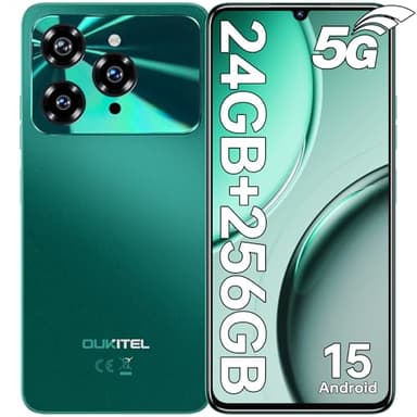 OUKITEL C6 5G Telephone Portable Pas Cher, 24Go(8+16) +256Go/TF 1To Smartphone Pas Cher Android 15, 6.8" HD+ 90Hz, 5150mAh Telephone, 50MP Téléphone Gaming, Dual SIM/Face ID/Fingerprint/GPS/OTG/3.5mm