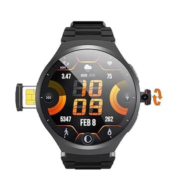 Montre intelligente XINDADA VP50 - Appel global avec carte SIM 4G Android AMOLED 1,75 pouces - Appareil photo extractible à 180° - GPS - WIFI - Jeu - Whatsapp - 2025 Nouveau (noir, 3G 32G)