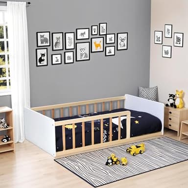 LIT Pilou 70x140 + sommier, Blanc et Naturel
