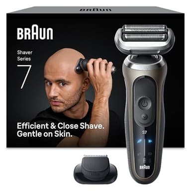 Braun Series 7 Rasoir électrique pour homme, avec autonomie de 60 minutes, embout de tondeuse de précision, rasoir sans fil humide et sec, fabriqué en Allemagne, étanche, 72-C1200s, doré