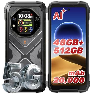 OSCAL TANK 1 5G Telephone Portable Incassable avec Ecran Secondaire 2,01", 20000mAh/55W, 48Go+512Go/2To, 6,78"FHD+ 120Hz, 64MP+20MP Vision Nocturne, Android 15 Smartphone Incassable,IP68/IP69K/NFC/GPS