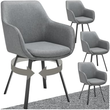tectake® Lot de 4 Chaise pivotante de Salle à Manger Moderne Fauteuil salon Chaise Ergonomique Rembourrée Confortable Chaise Design Meuble salon pour Salle à manger, salon, coiffeuse, chambre, cuisine