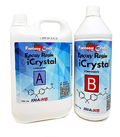 Icrystal Résine èpoxy – 3 Kg Resine Ultra Transparent - Pour la création de bijoux, River Table, créations artistiques, modélisme, Sans BPA - Assistance technique en Français