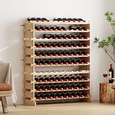 soges Étagère à Bouteilles Casier à vin Bouteilles en Bois Non Traité avec 10 étages pour 100 Bouteilles, 110 x 35 x 116,5cm, EU1-10BFLCBY-WS100