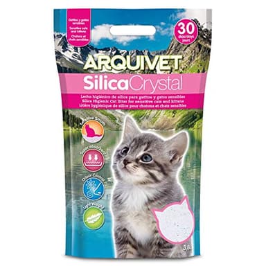ARQUIVET Silica Crystal pour chaton 3,8 L - Litière hygiénique à base de sable de silice pour chat - Grande capacité absorbante - Aide à éliminer les odeurs et les bactéries