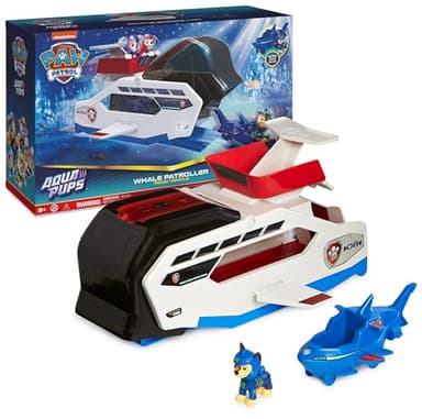 Paw Patrol - Pat Patrouille - Whale Patroller Chase Aqua Pups - Voiture Figurine À Collectionner - Thème Mer Et Aventures Sous-Marines - Pat Patrouille Jouet - Voiture Enfant - Jouet Enfant 3 Ans Et +