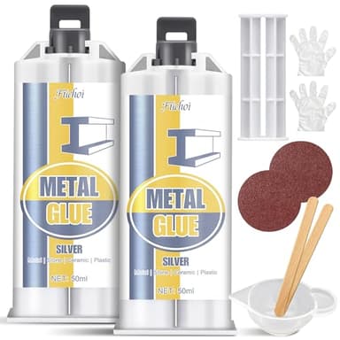Colle Epoxy Métal Bi-composant 100ml, Colle Metal Extra Forte, Adhésif Métal Haute Résistance pour le Collage et la Réparation des Métaux, Aluminium, Acier Inoxydable, Fer, Plastiques et Céramiques