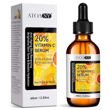 Vitamine C Serum Visage avec Acide Hyaluronique et Vitamine E, Anti-rides, Anti-âge et Hydratant. Soin Visage Végétalien, Serum Vitamine C, Correcteur Imperfections Cutanées, 100% Vegan