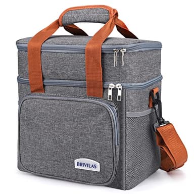 Sac Isotherme 12L, Glacière Souple Isotherme, Double Couche Sac de Pique-Nique Pliable Grande Capacité, Imperméable Sac Réfrigérant à Repas, Déjeuner, Bureau, École, Pique Nique, Plage, Voyage - Gris
