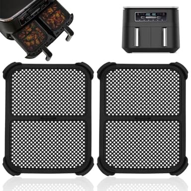 Grille Anti Projection pour Ninja Foodi Dual Zone Air Fryer AF300EU, 2 Pcs Réutilisable Accessoires Air Fryer Moule Silicone Air Fryer pour Prévient Eclaboussures Graisse(noir)