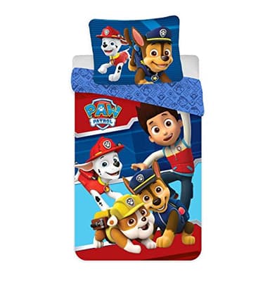 BrandMac ApS Parure de lit Pat Patrouille avec Marcus, Chase et Ruben, Housse de Couette 140x200 cm + Taie d'oreiller 63x63 cm