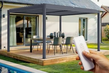 Cazeboo Pergola motorisée bioclimatique 4x3m Santa Aluminium Gris