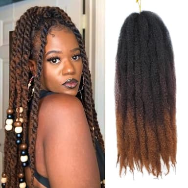 Enbeautiful Marley Twist Hair 24 Inch 8packs Marley Twists Braiding Hair Long Cuban Twist Hair Pre Fluffed Afro Kinky Curly Twists Crochet Hair Synthetic Marley Braids Extensions,1B/4/30#