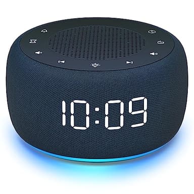 BUFFBEE Radio-réveil pour la Chambre - Son de Haute qualité pour la Radio, veilleuse 7 Couleurs, Affichage Complet avec variateur d'intensité pour la Table de Nuit (Bleu Marine)