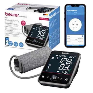 Beurer BM 64 Tensiomètre au bras, détection de la fibrillation auriculaire (AFib), prévention des accidents vasculaires cérébraux, connexion à l'application, brassard pour bras de 22 à 42 cm