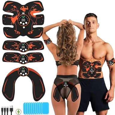 Yonars Ceinture Abdominale Electrostimulation, Electrostimulateur Musculaire Fessier/Abdos 8 Modes avec USB, Ceinture Musculation Electrostimulation pour Abdos/Bras/Jambes/Fesses,Homme Femme