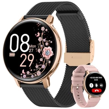 SWGOTA Montre Connectée Femme avec Appel, 1.39" HD Smartwatch avec 120+ Modes Sport, 24H Fréquence Cardiaque, Santé Au Féminin, Sommeil, SpO2, Podomètre, Calories IP68 Montre Femme Android iOS Or Noir
