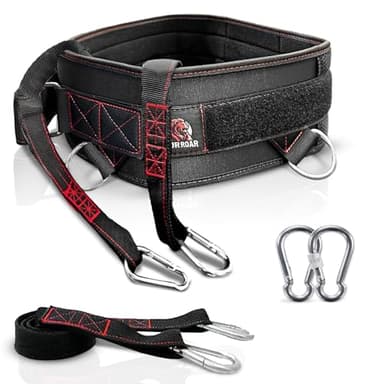 FourRoar Ceinture de Leste Musculation Marque Française avec 2 Mousquetons et 1 Corde de 100 cm | Ceinture Tractions Jusqu'à 250 Kg | Ceinture Lestage Musculation Adaptée à Toute Morphologie