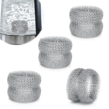 Zikenis Anneau Éliminateur Calcaire, 4 Pièces Acier Inoxydable Anneau Anti Calcaire, Réutilisable, Sans Odeur Anneau Anticalcaire pour Bouilloires et Théières, Élimine Calcaire et Impuretés