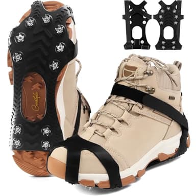 Ceestyle Griffes à Crampon avec 11 Dents, Véritables Pointes en Acier Inoxydable et Silicone Durable, Mixte Adulte, Anti-Slip Crampons de Neige pour la Marche, Randonnée, Alpinisme en Hiver