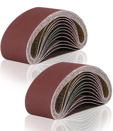 Bixury Bandes Abrasives Mixte 75 x 533 mm,28 Pièces Bande Ponceuse Ensemble de Bandes Abrasives en Tissu 4 x Grain 40/60/80/120/180/240/400 Chacun pour Ponçage et Polissage avec Ponceuse à Bande