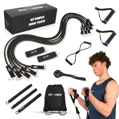 FIT-FATH-Kit Élastiques de Musculation-120kg–Bandes Fitness-Renforcement Musculaire–Prise de Masse-Musculation a Domicile–Pilates-Ensemble Élastique Sport pour Entraînement Complet-Crossfit