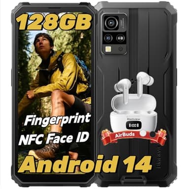 Blackview BV4800 Pro Téléphone Portable Incassable Android 14, Écran 6.56''HD+, 12Go+128Go/TF 2To, Téléphone NFC, Octa-Core T606, 16MP+8MP, GPS/3 Slot/Fingerprint Smartphone Incassable 2Ans Garantie