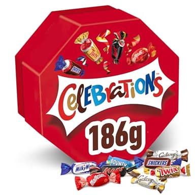 CELEBRATIONS - Coffret Chocolats Octogonale 186g - Assortiment de Mini Chocolats au Lait Individuels - Boîte Cadeau - Cadeau Idéal pour Noël - SNICKERS, TWIX, MARS, MALTESERS, BOUNTY et autres