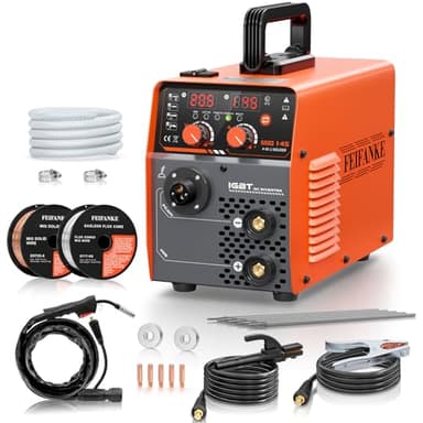 FEIFANKE Poste A Souder Fil Fourré 230V 145A Poste A Souder MIG MAG 4 En 1 Sans Gaz MIG/MIG/MMA/Lift TIG Poste à Souder Inverter Synergie IGBT Convient pour L'acier Au Carbone Et Le Fer De 1,0-4,8MM