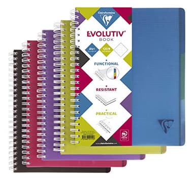 Clairefontaine 329155C Linicolor Intensive Evolutiv'Book Un Cahier à Spirale Perforé - A4+ 22,5x29,7cm - 240 Pages Détachables Petits Carreaux Cadrées - Papier 90g Couverture Polypro Couleur Aléatoire