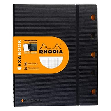 RHODIA 132151C - Cahier d’Organisation Rechargeable Exabook Noir A4+ - Grands Carreaux Seyès - 160 pages Détachables Perf. 4 trous - Papier Clairefontaine 80 g/m² - Couverture Polypro recyclée