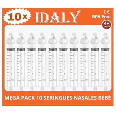 MEGA PACK 10 Seringue Nasale Bebe - Mouche Bebe - Remplace Les Pipette Nez Bébé - Avec Embout Seringue Nasale Bebe En Silicone Souple - Irrigateur Réutilisable. Liste De Naissance Bébé Recherche.
