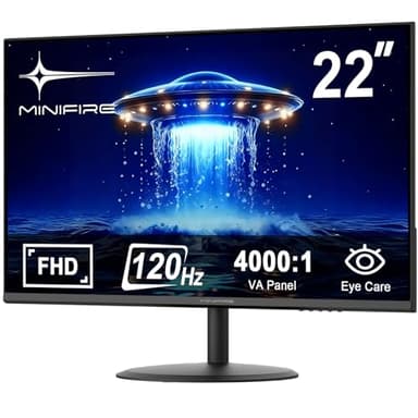 Minifire Écran PC 22 Pouces FHD (1920 x 1080), 120Hz, 107% sRGB, Mode Faible lumière Bleue, Angle de Vision de 178°, Design de Mode Ultra Edge, Adaptive-Sync, HDMI 1.4×2-MF22X3AH