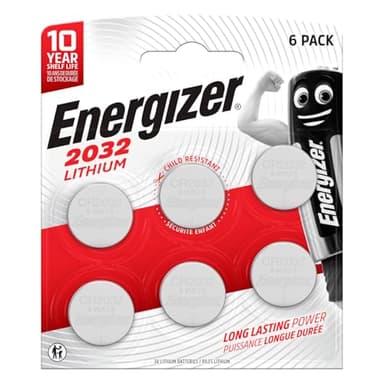 Energizer Lithium Piles CR2032 Bouton 3 V au lithium Longue durée de vie maximale pour petits appareils montres télécommandes et thermomètres – 1 blister de 6 piles