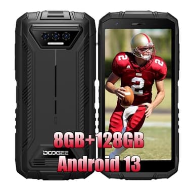 DOOGEE S41 Plus 4G Robustes Smartphones, 8 Go RAM 128 Go ROM, Téléphones Portables Débloqués, 5,5 Pouces, 13MP + 8MP, Batterie 6300mAh, Smartphone Pas Cher, NFC Dual SIM IP68 Face ID Noir