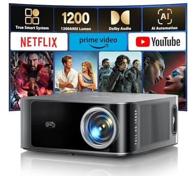 【Netflix Certifié/Dolby 36W】Vidéoprojecteur 4K 1200 ANSI, Auto Focus/Keystone TOPTRO Projecteur Video WiFi6 Bluetooth Full HD 1080P, 2*18W Haut-Parleurs Rétroprojecteur 4K Home Cinéma Extérieur/PS5