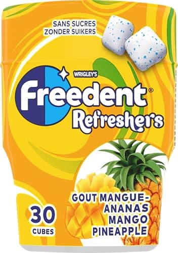 FREEDENT Refreshers Chewing-gum Mangue Ananas - Boîte de 30 amandes sucrées - 67 g