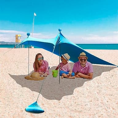 Abris de Plage Tente de Plage Abri Auvent Protection Anti UV Ombre Tente pour Plage Abri Extérieur Randonnée Pêche Pique-Nique 2 * 2.1M