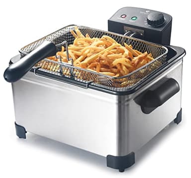 SENYA Friteuse électrique cuve amovible inox 5L, grande capacité, 3 paniers amovibles, 2000W, Family Fryer, SYCK-DF009, Argent