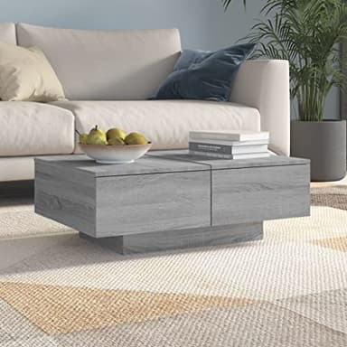Frdhee Table Basse Relevable Extensible,Table Basse Gris 90x60x31 cm Bois d'ingénierie,Meuble de Salon pour Bureau, et Chambre