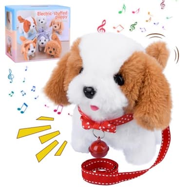 Vibbang Robot Chiot, Jouet Chiot Robot Réaliste Mignon, Chiens en Peluche Qui Marchent, aboient et remuent la Queue, Chien Jouet Enfant Interactif pour Filles garçons