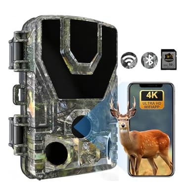 HAZA Caméra de Chasse 4K WiFi connectée au téléphone | Caméra Chasse Infrarouge Vision Nocturne 40 m, détecteur de Mouvement, Bluetooth, étanche IP66 pour Observation Animaux Sauvages