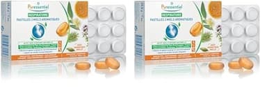 Puressentiel - Respiratoire - Pastilles 3 Miels Aromatiques - Thym, Pin et Eucalyptus Propolis - Adoucit la gorge en cas d'enrouement - Boîte de 18 pastilles (Lot de 2)
