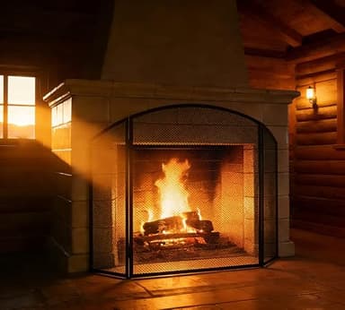 Kingson Pare-feu de cheminée noir 96,5x61 cm pour brûleurs à bois et foyers à bûches, protection de sécurité pour bébé, pare-feu pour feux ouverts