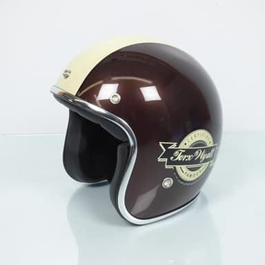 Casque Jet Torx Wyatt Famous Pearl Brown Taille XS Marron Compatible avec Moto Scooter Vintage