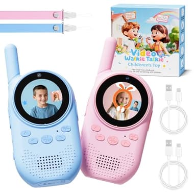 HEWEIMEI Video Talkie Walkie Enfants, Talkie Walkie Enfants Rechargeable avec Vidéo & Caméra HD, Talkie- Walki e Longue Portée, Cadeaux pour Garçons & Filles de 3 à 12 Ans