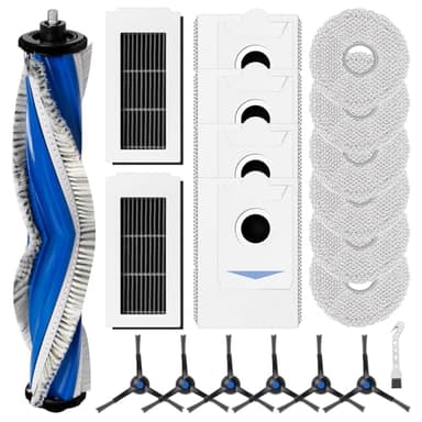 Kit d'accessoires pour aspirateur robot ECOVACS DEEBOT X5 Omni/X5 Pro avec 1 brosse à rouleau, 2 filtres HEPA, 6 lingettes, 4 sacs à poussière, 6 brosses latérales, 1 brosse de nettoyage, pièces de